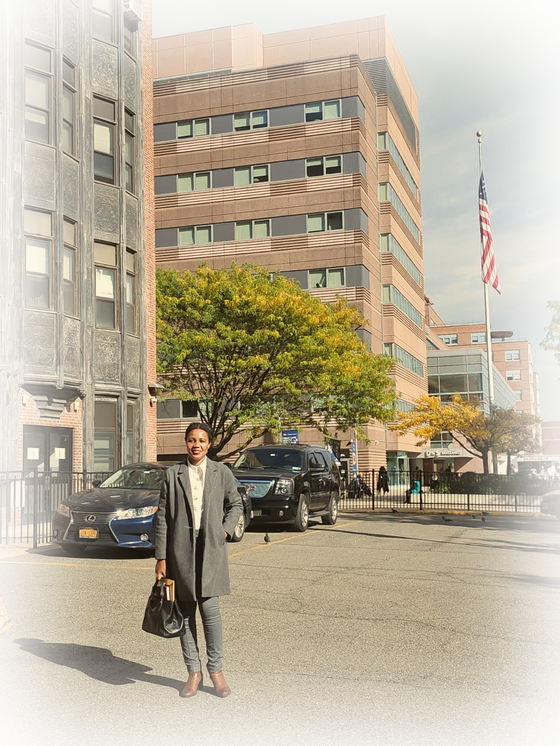 Kadine Reynolds outside a hospital building in New York